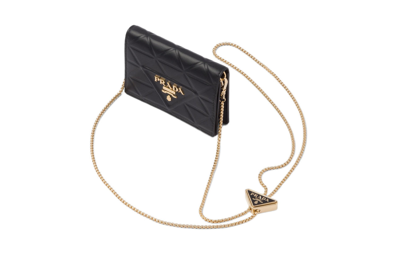 PRADA Cow Leather Card Holder Regular Women's Black