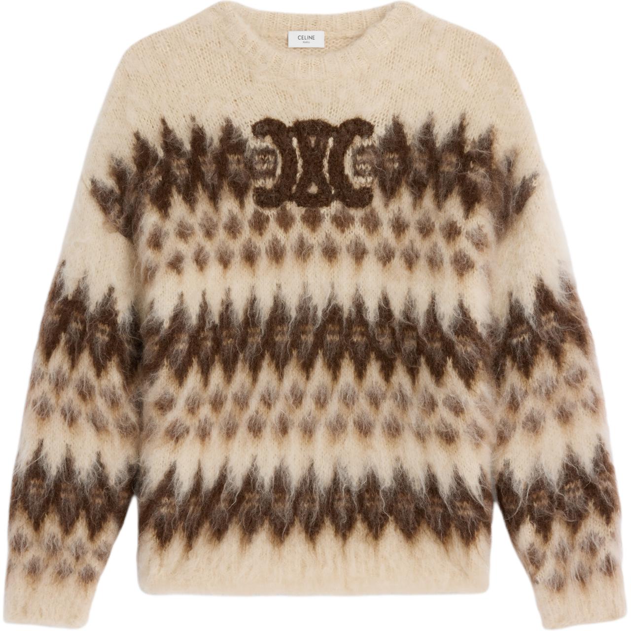 CELINE Crew Neck Sweater In Fair Isle Mohair
