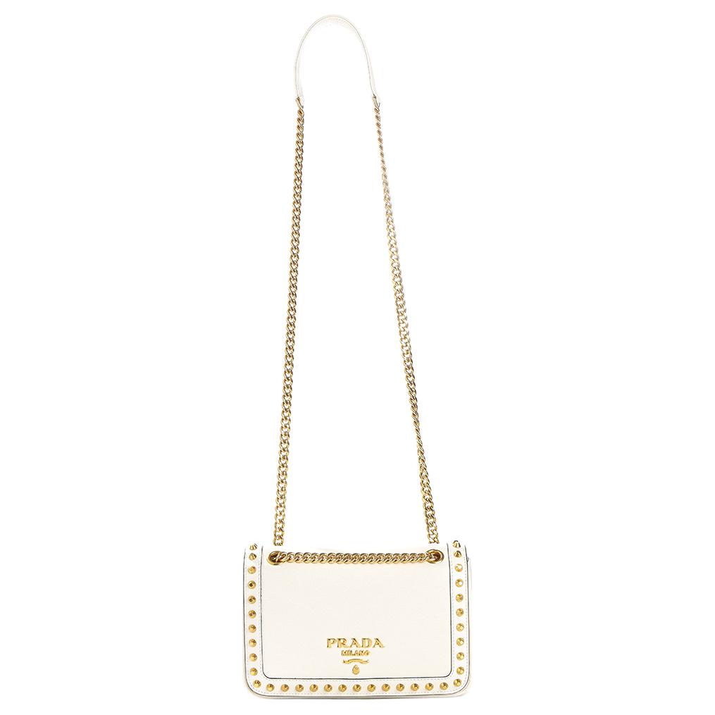 PRADA Calfskin Crossbody Bag Shoulder Bag Women's White