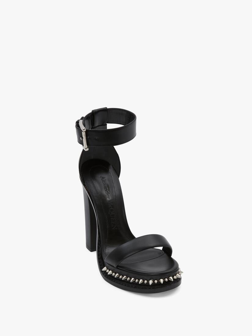 Alexander McQueen Punk Stud Platform Sandal in Black/silver