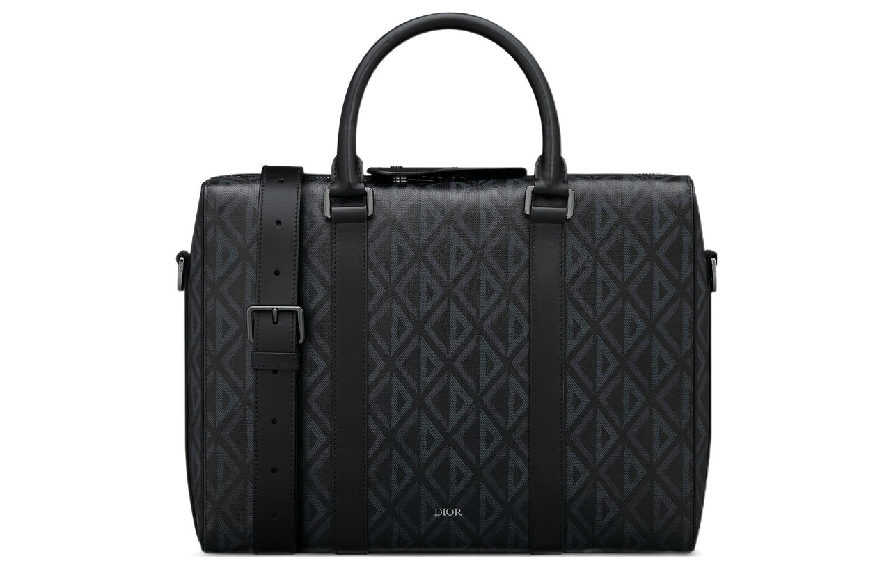DIOR Lingot Canvas With Smooth Cow Leather Portable Crossbody One Shoulder Briefcase Regular Men's Black