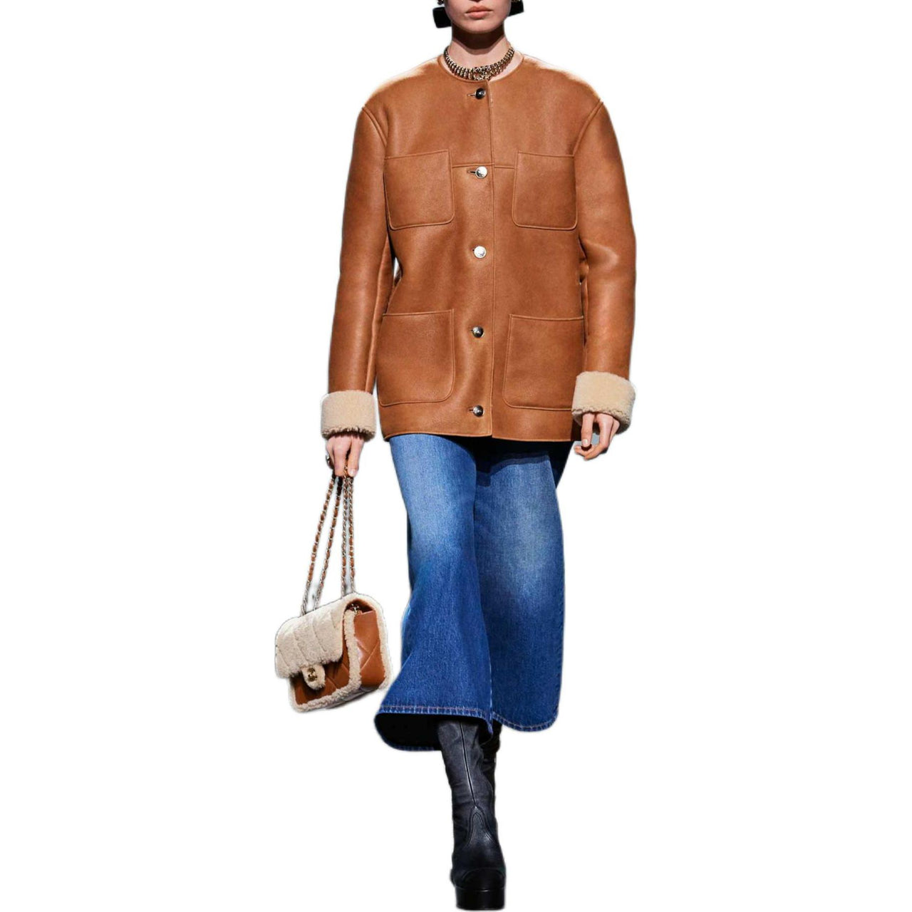 CHANEL FW24 Leather Jacket Women's Brown