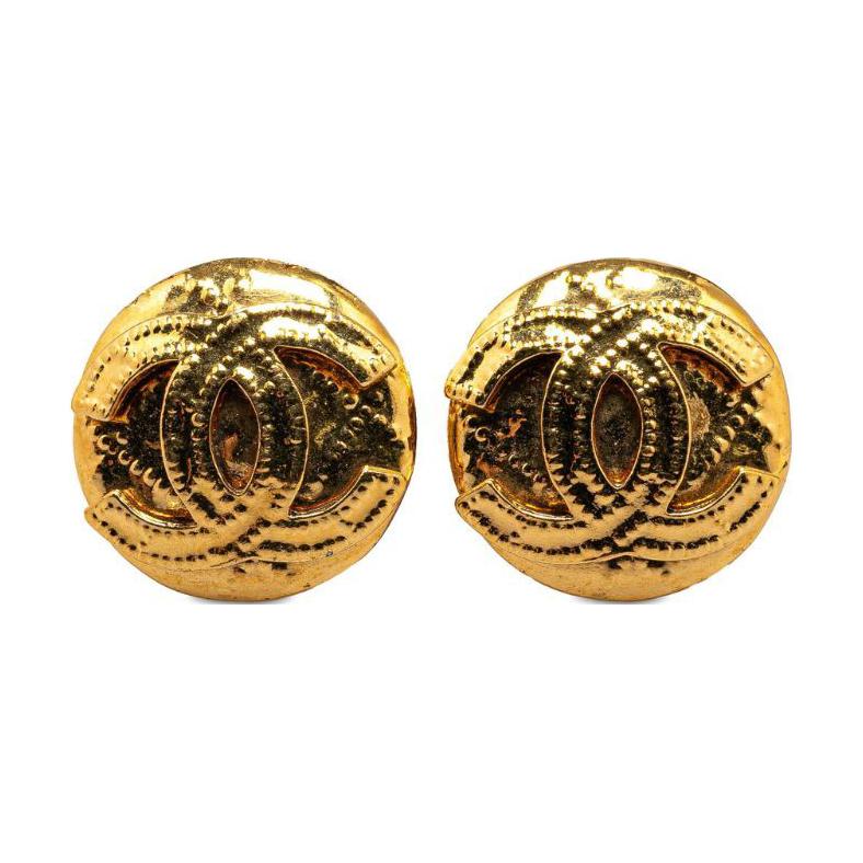 CHANEL 1994 Cc Button Clip on Earrings