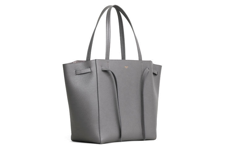 CELINE Cow Leather Tote Bag Shopping Bag Shoulder Bag Handbag Small Size Women's Gray