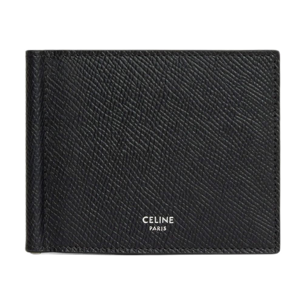 CELINE Cow Leather Wallet Unisex Black