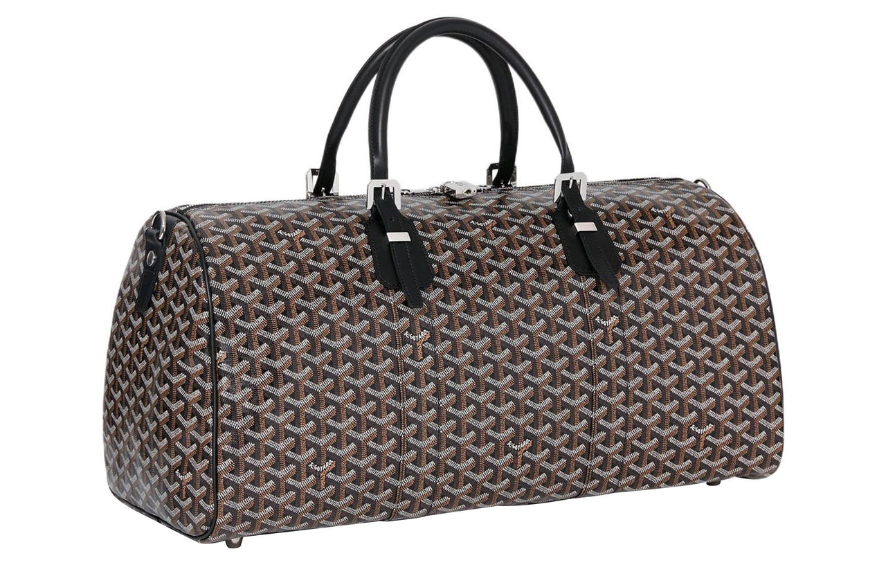 GOYARD Canvas With Calfskin One Shoulder Crossbody Handbag, Travel Bag Regular Unisex Black