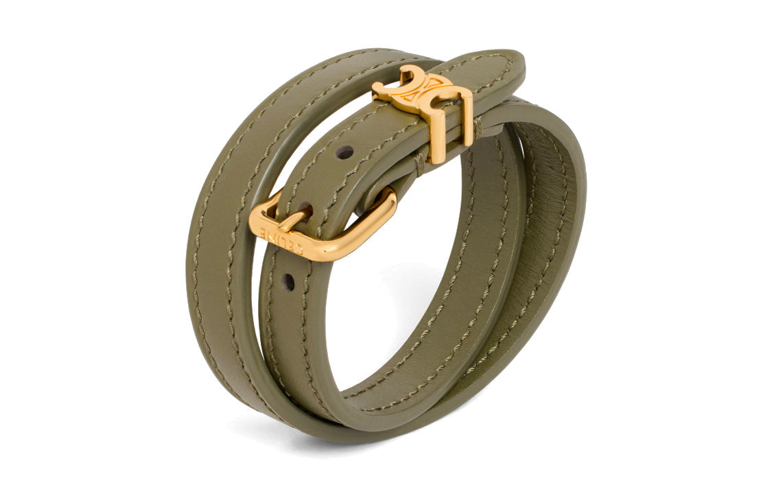 CELINE Cow Leather Wristbands Women's Green
