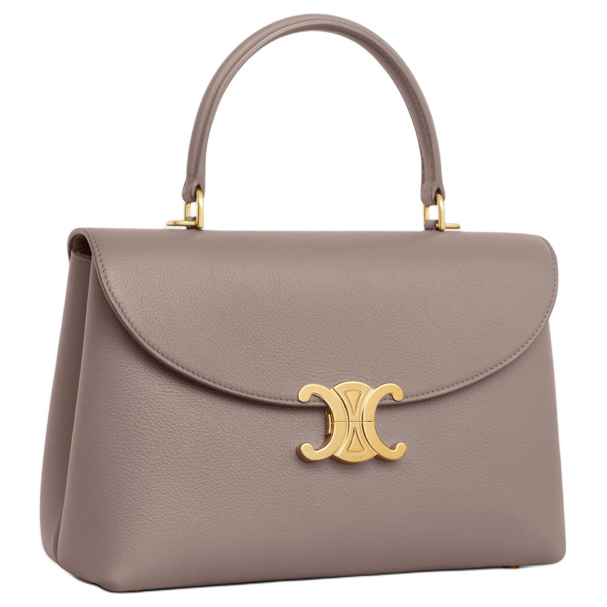 CELINE Calfskin Shoulder Bag, Crossbody Bag, Handbag Medium Size Women's Taupe