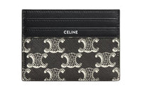 CELINE Cow Leather Card Holder Tubas Men's Black & White