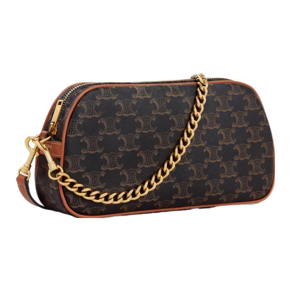 CELINE Cow Leather Crossbody Bags Shoulder Bags Women's Tawny