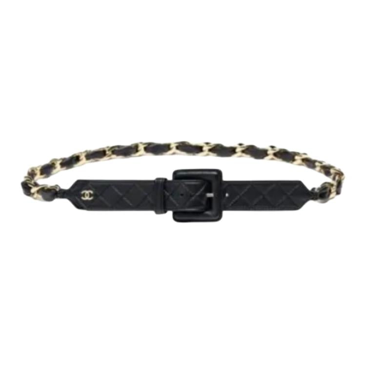 CHANEL - Leather Belts Women's Black/Gold -
