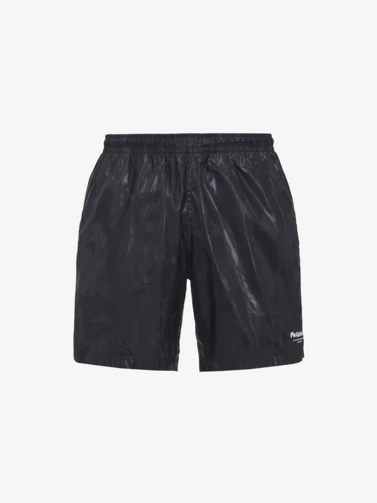Alexander McQueen Men's McQueen Graffiti Swim Shorts in Black