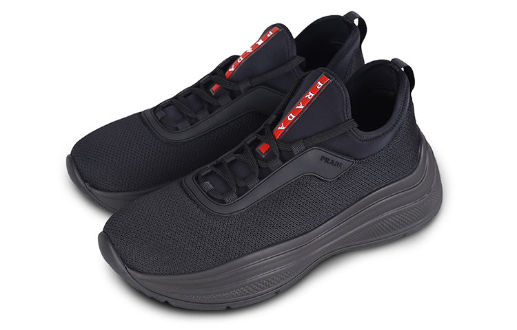 PRADA Cushioning, Slip Resistant, Abrasion Resistant, Breathable Low Top Casual Shoes Men's Black