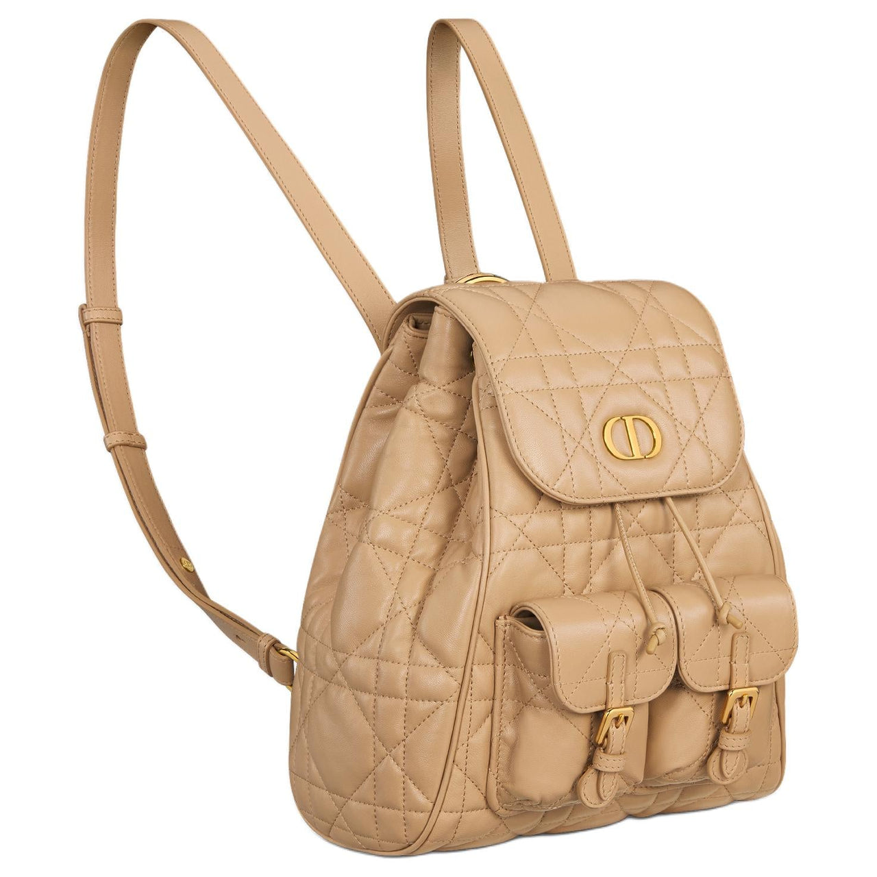 DIOR Caro Sheepskin Backpack Medium Size Women's Brown