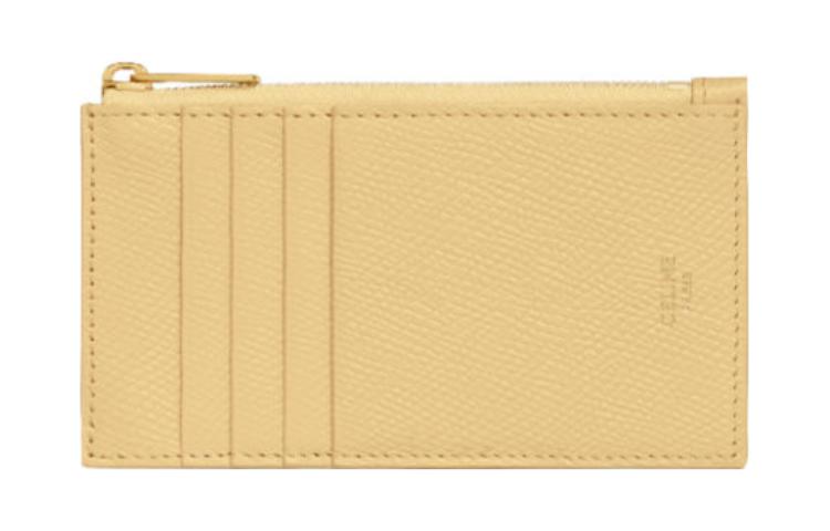 CELINE Calfskin Card Holder Women's Yellow
