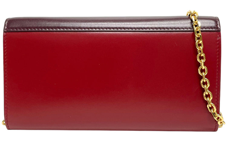 CELINE Cow Leather Crossbody Bags Trumpets Women's Burgundy/Red