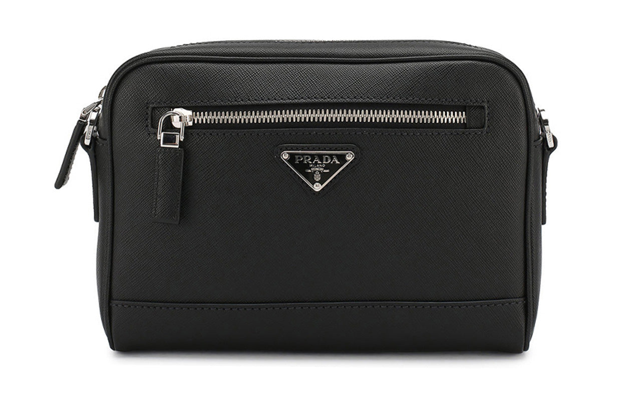 PRADA Cow Leather Clutch Regular Men's Black
