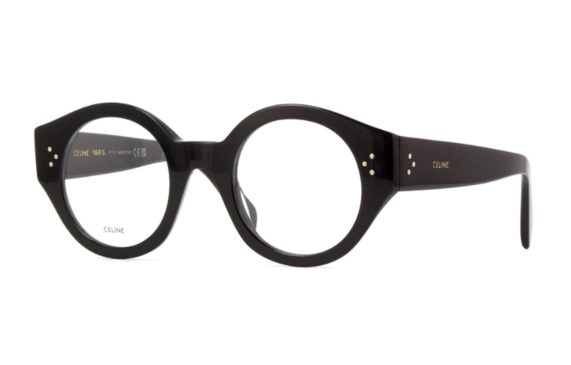 CELINE Acetate Round Eyeglass Frames Unisex Black