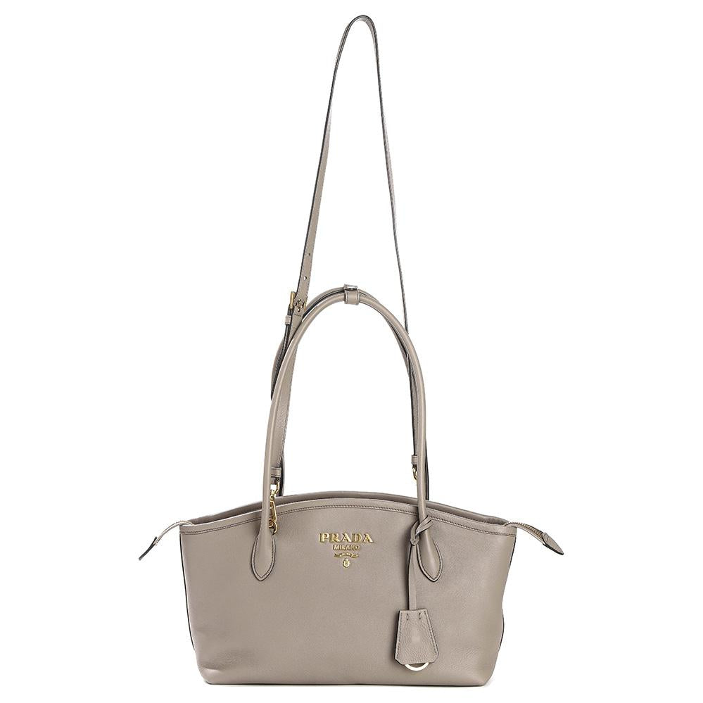PRADA Calfskin Crossbody Bag Shoulder Bag Women's Taupe