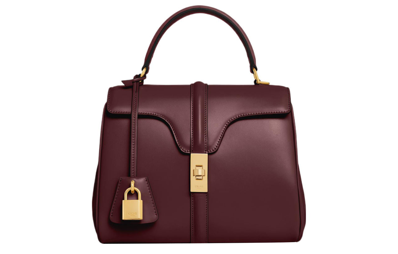 CELINE Calfskin Shoulder Bag Crossbody Bag Handbag Small Size Women's Dark Burgundy