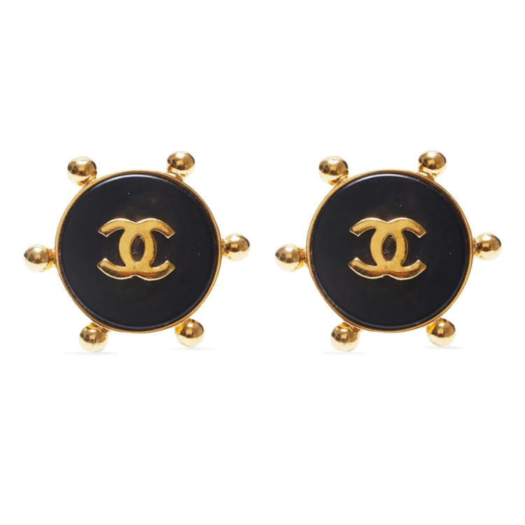 CHANEL 1990 Cc Mark Earrings
