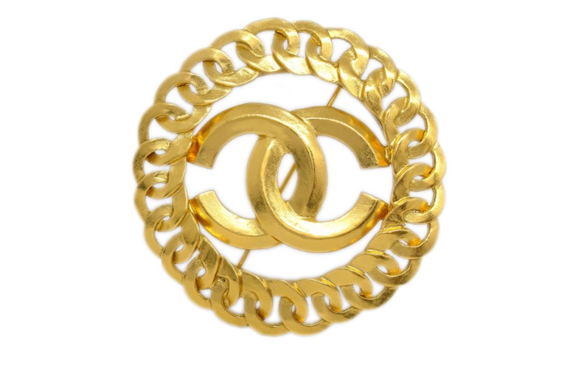 CHANEL 1996 Plated Cc Chain Brooch Costume Brooch