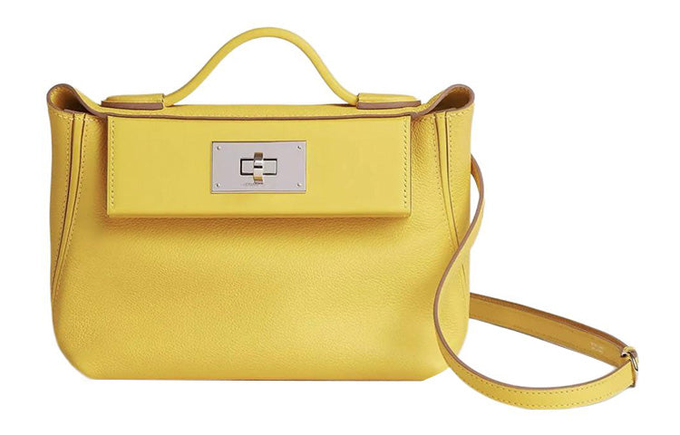 HERMES 24/24 Evercolor With Swift Calfskin Handbag Shoulder Bag Crossbody Bag Mini Women's Yellow