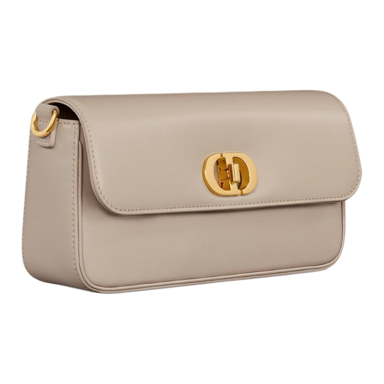 DIOR Calfskin Leather Shoulder Bag, Crossbody Bag Mini Women's Greige