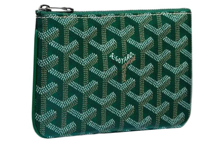 GOYARD SENAT Canvas With Calfskin Wallet Card Holder Clutch Mini Unisex Green