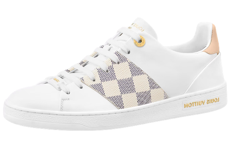 LOUIS VUITTON Frontrow Sneakers 'White With Beige Grey Plaid' Women's