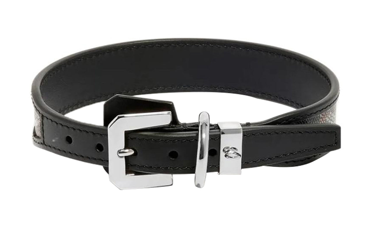 GOYARD Goyardine Canvas With Clamecy Cow Leather Dog's Teeth Collar Bag Accessory Unisex Black