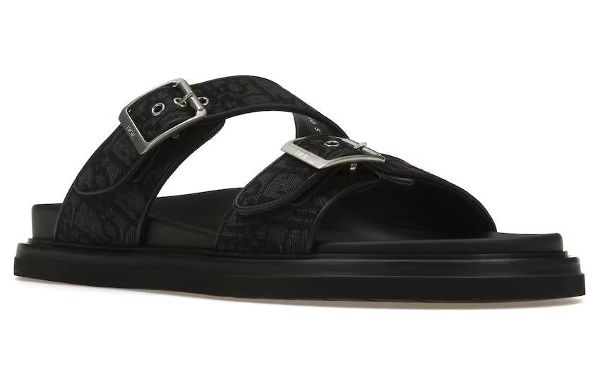 DIOR Aqua Sandals Black Oblique Canvas