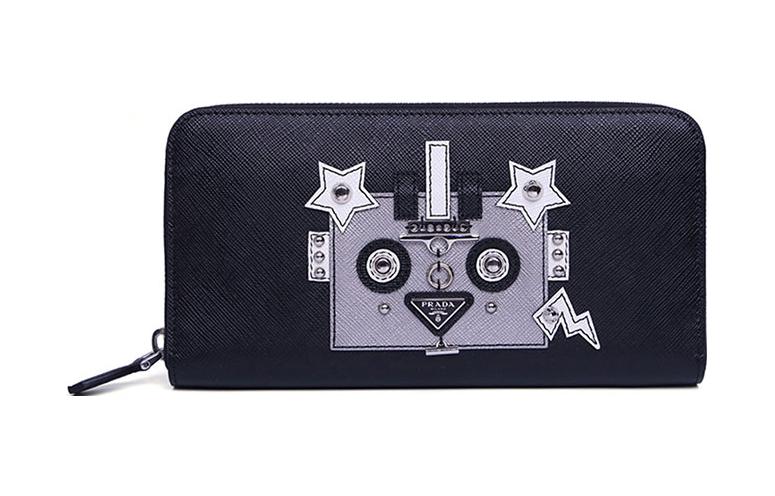 PRADA Calfskin Wallet Women's Marine Blue