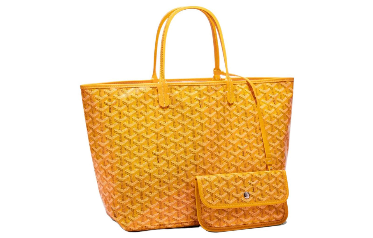GOYARD Saint Louis Canvas With Calfskin Dog's Teeth Tote Bag Shopping Bag Handbag Small Size Unisex Yellow