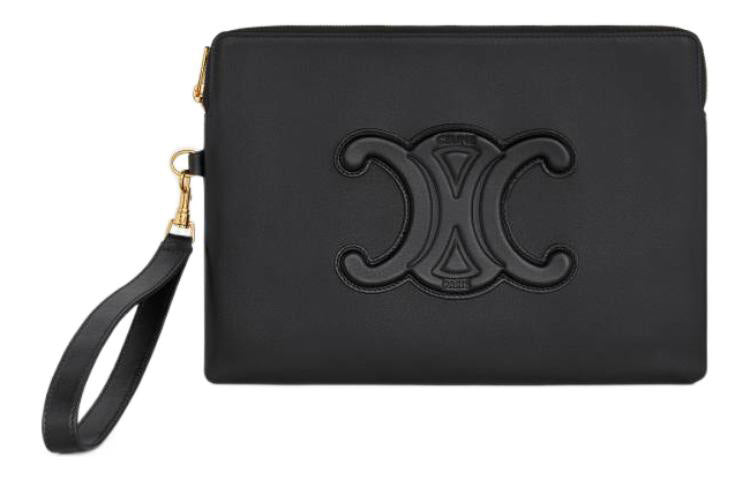 CELINE Cow Leather Clutch Women's Black