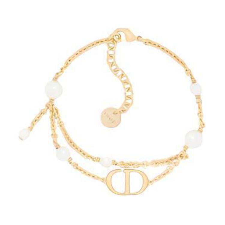 DIOR Metal, Resin Pearl Bracelets Women's Gold