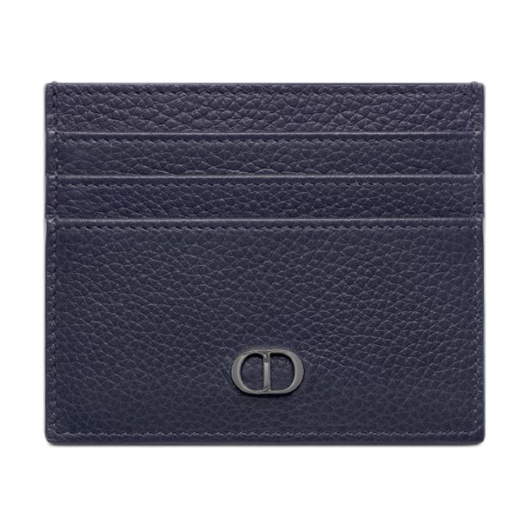 DIOR Calfskin Card Holder Men's Marine Blue