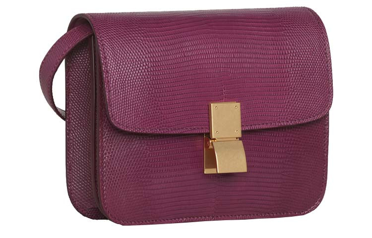 CELINE Classic Bo Lizard Skin Tofu Cube Bag, Shoulder Bag, Crossbody Bag Teen Women's Fruit Purple