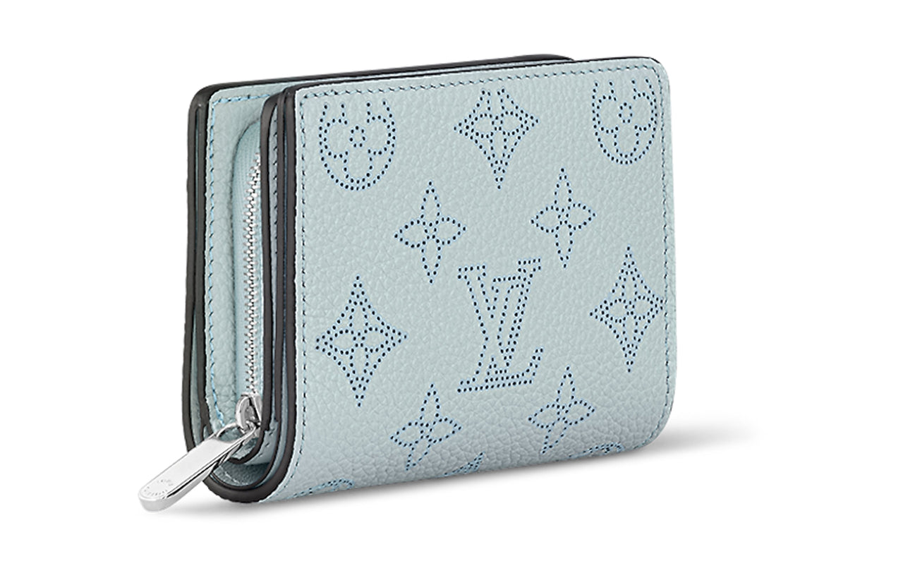LOUIS VUITTON Cow Leather Wallet Women's Light Blue
