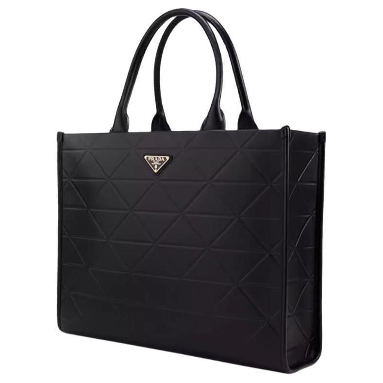 PRADA Cow Leather Handbag Tubas Women's Black