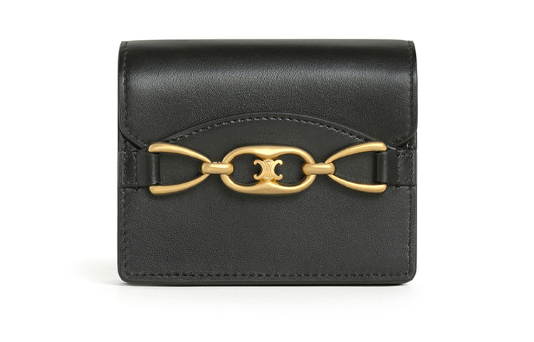 CELINE Cow Leather Card Holder Women's Black