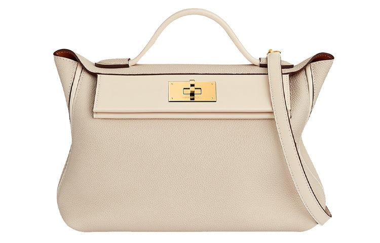 HERMES 24/24 Calfskin Handbags Crossbody Bags Women's Beige