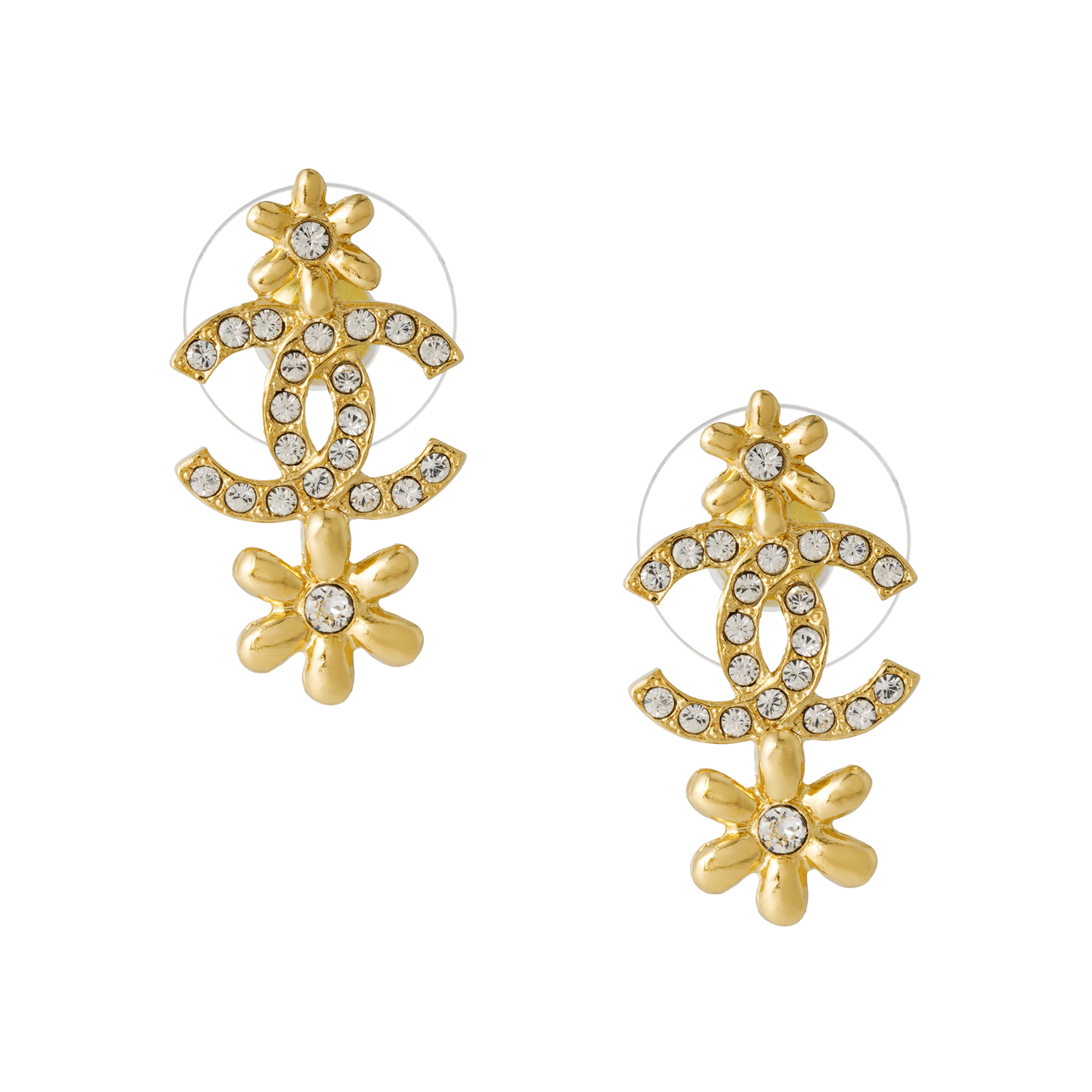 CHANEL 1986 1988 Gold Plated Cc Earrings