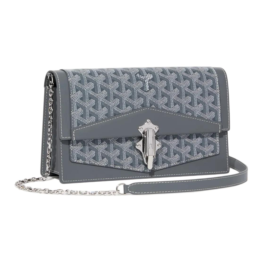 GOYARD Canvas With Calfskin Shoulder Bag Crossbody Bag Unisex Gray