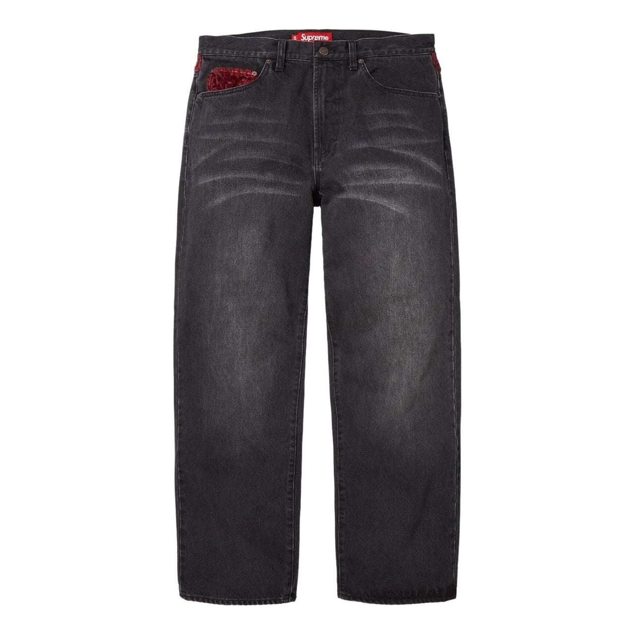 Supreme Leopard Faux Fur Loose Fit Jean 'Washed Black' SUP-FW25-179-WSBLK