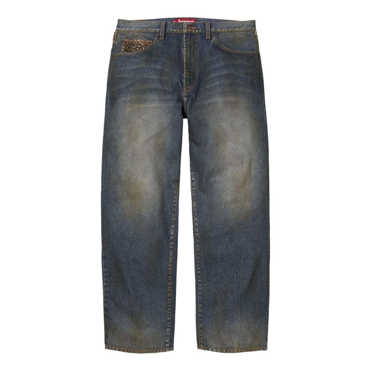Supreme Leopard Faux Fur Loose Fit Jean 'Washed Indigo' SUP-FW25-179-WSIND