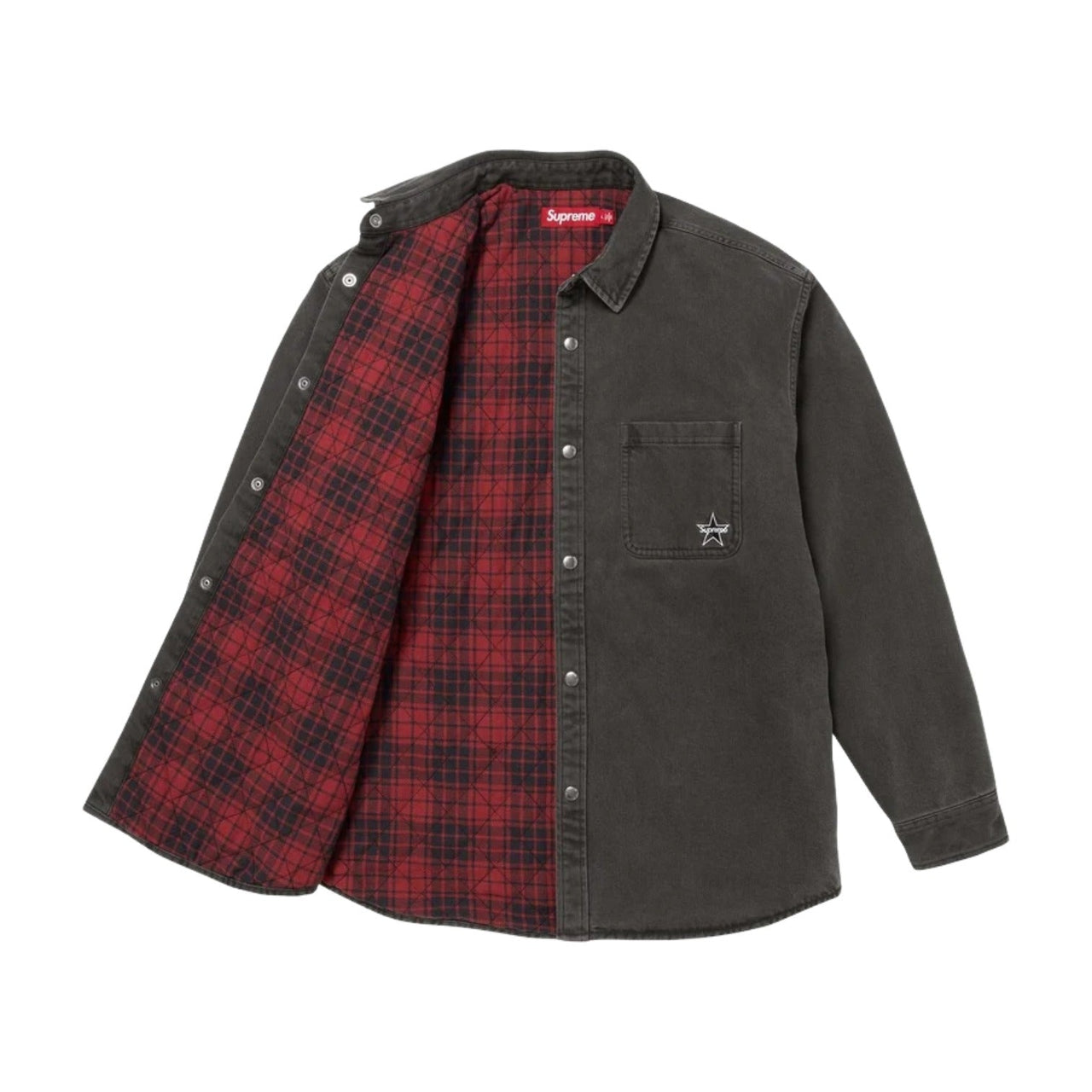 Supreme FW25 Quilted Lined Denim Snap Shirt 'Black' SUP-FW25-140-BLK