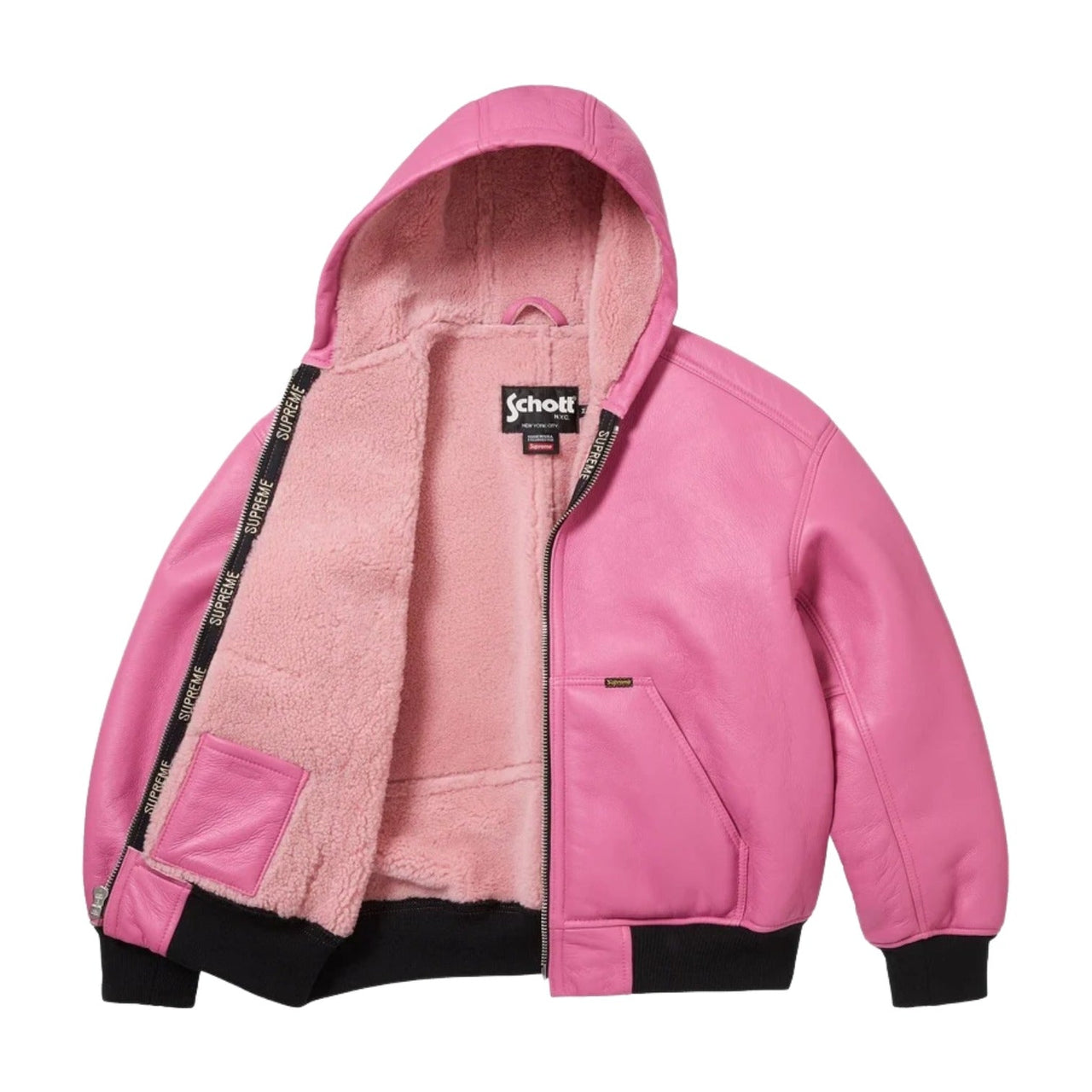 Supreme FW25 x Schott Shearling Hooded Work Jacket 'Pink' SUP-FW25-051-PNK