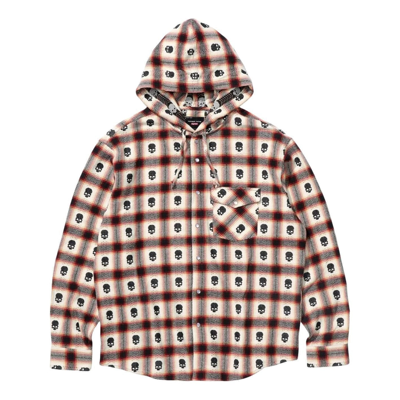Supreme FW25 x Number (N)ine Hooded Flannel Shirt 'White' FW25S22-WHITE