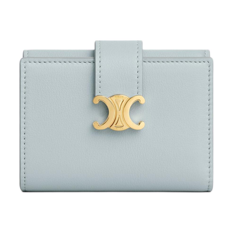 CELINE Calfskin Wallet Unisex Ice Blue
